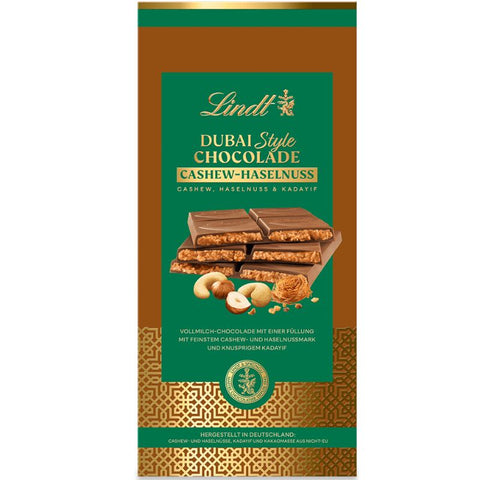 Lindt Dubai Style Chocolate Cashew & Hazelnut - Chocolate & More Delights