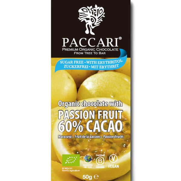 Paccari Organic Chocolate Passion Fruit with Erythritol - Chocolate & More Delights