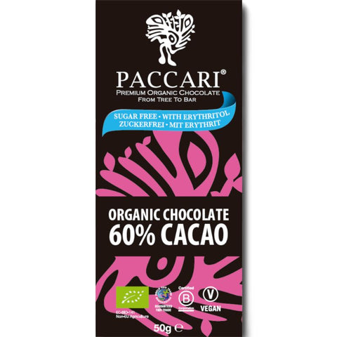 Paccari Organic Chocolate with Erythritol - Chocolate & More Delights