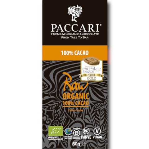 Paccari Raw Organic Chocolate 100% - Chocolate & More Delights