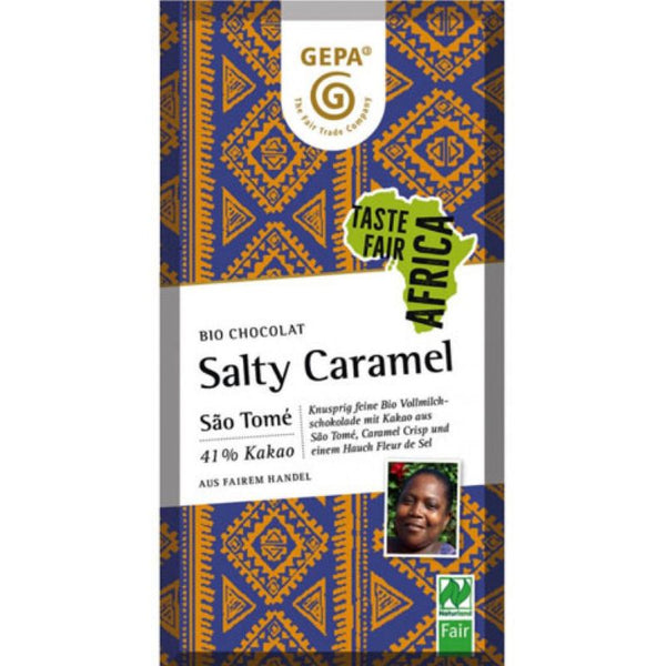 Gepa Salty Caramel Sao Tome Milk Chocolate - Chocolate & More Delights 