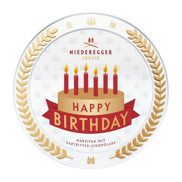 Niederegger Marzipan Tin Happy Birthday - Chocolate & More Delights